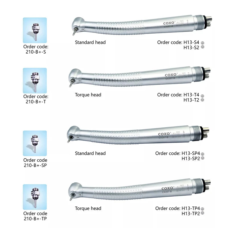 Peça de Mão Odontológica de Alta Velocidade COXO CX207-B com Canal Externo, Turbina de Ar, Máquina de Limpeza de Dentes, Instrumento de Clareamento, Equipamento