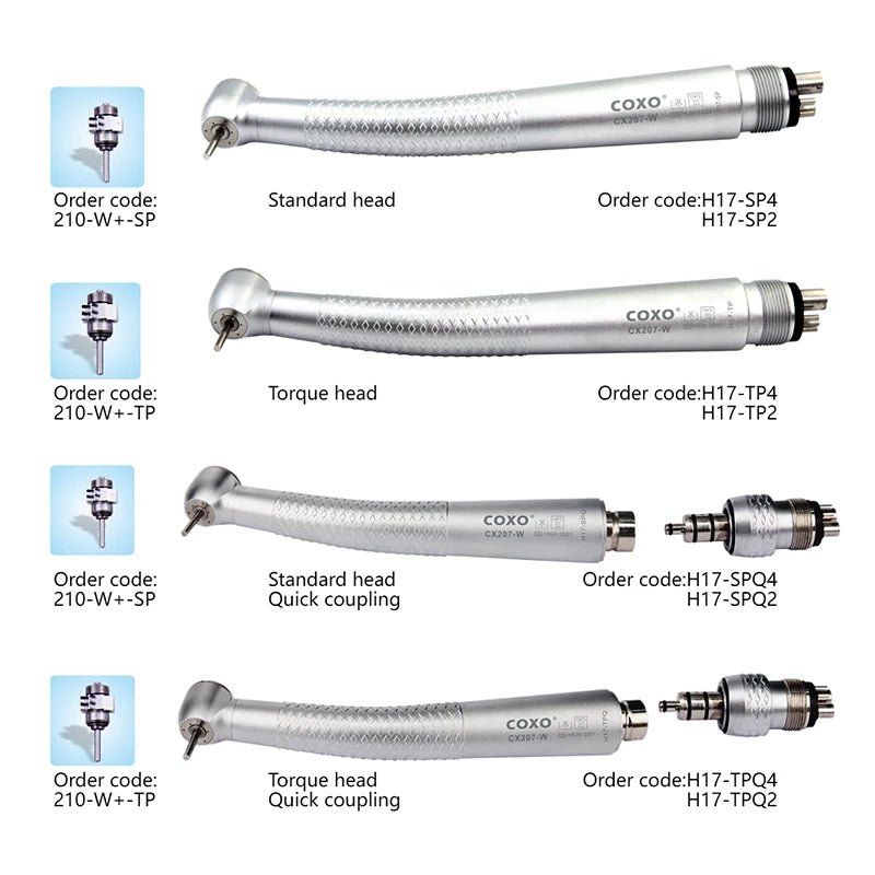 COXO CX207-W Peça de Mão Odontológica de Alta Velocidade Turbina a Ar Máquina de Limpeza de Dentes Equipamento de Clareamento Jato de 3 Vias Ferramenta Odontológica