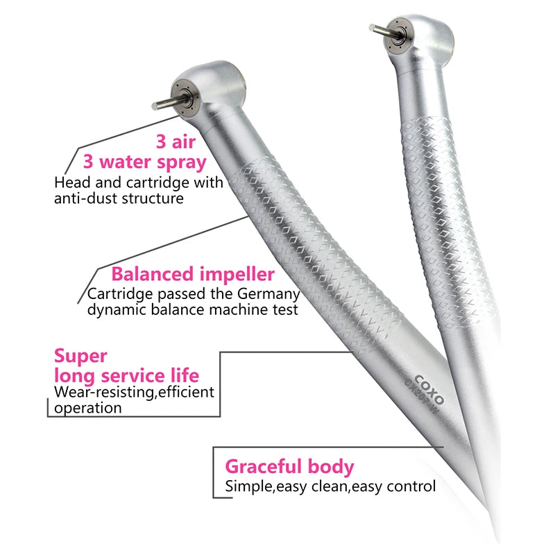 COXO CX207-W Peça de Mão Odontológica de Alta Velocidade Turbina a Ar Máquina de Limpeza de Dentes Equipamento de Clareamento Jato de 3 Vias Ferramenta Odontológica
